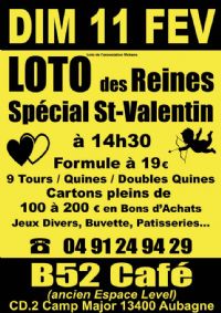 Dim 11 Février : Loto de la Saint-Valentin au B52 Café Aubagne !. Le dimanche 11 février 2018 à Aubagne. Bouches-du-Rhone.  14H30